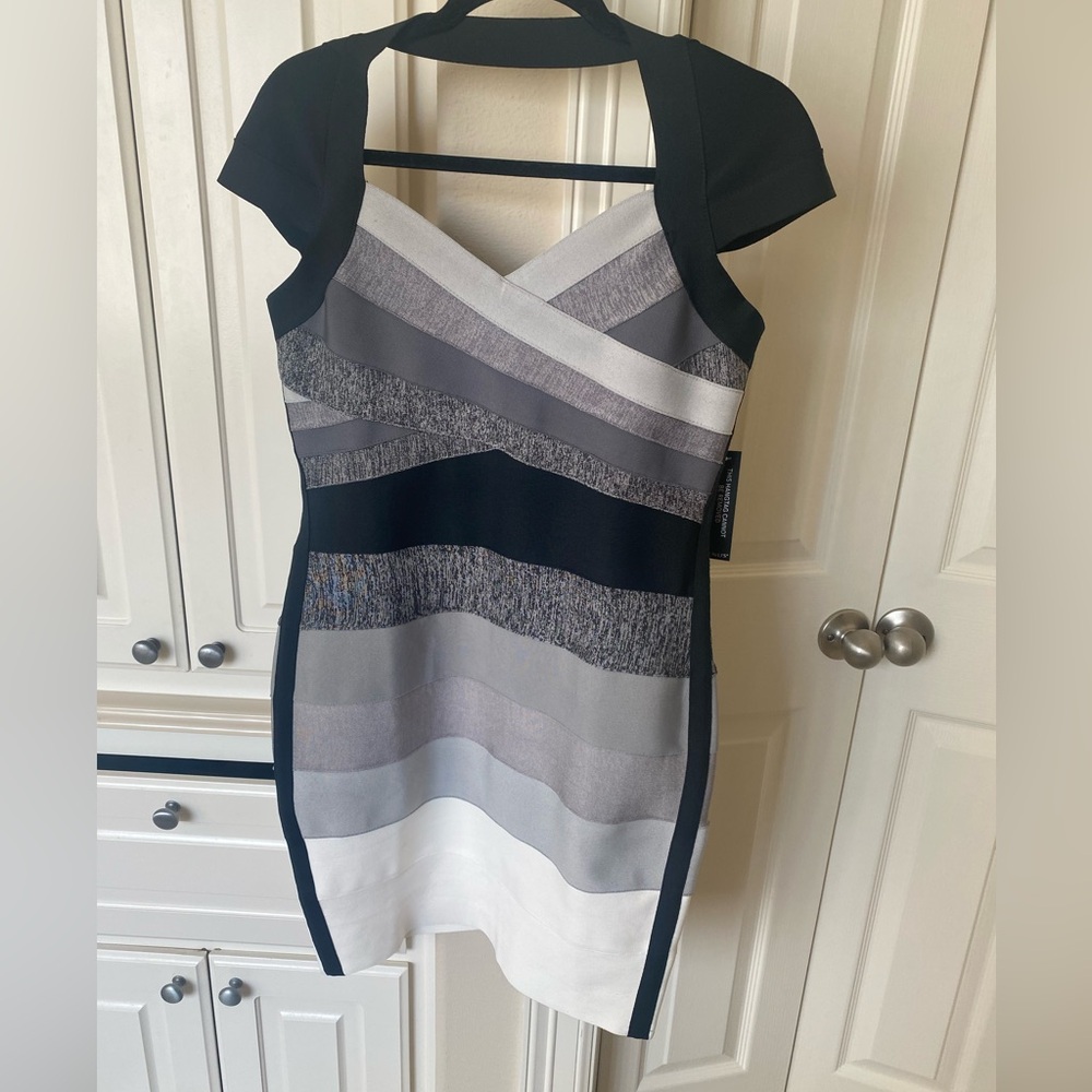 Venus Bandage Dress
Black/white/gray Ombré
Never worn, still has tags